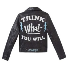 Lee X Ornamental Women Conifer Leather Perfecto Jacket L58pay01 Black S