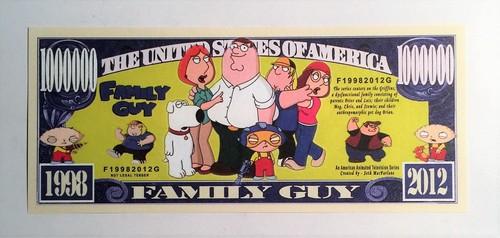 RARE: Family Guy $1,000,000 Novelty Note, Cartoons Buy 5 Get one FREE - Picture 2 of 4