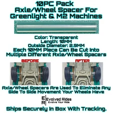 Axle / Wheel Spacer 10PC CLEAR 1/64 Scale For M2 Machines & Greenlight