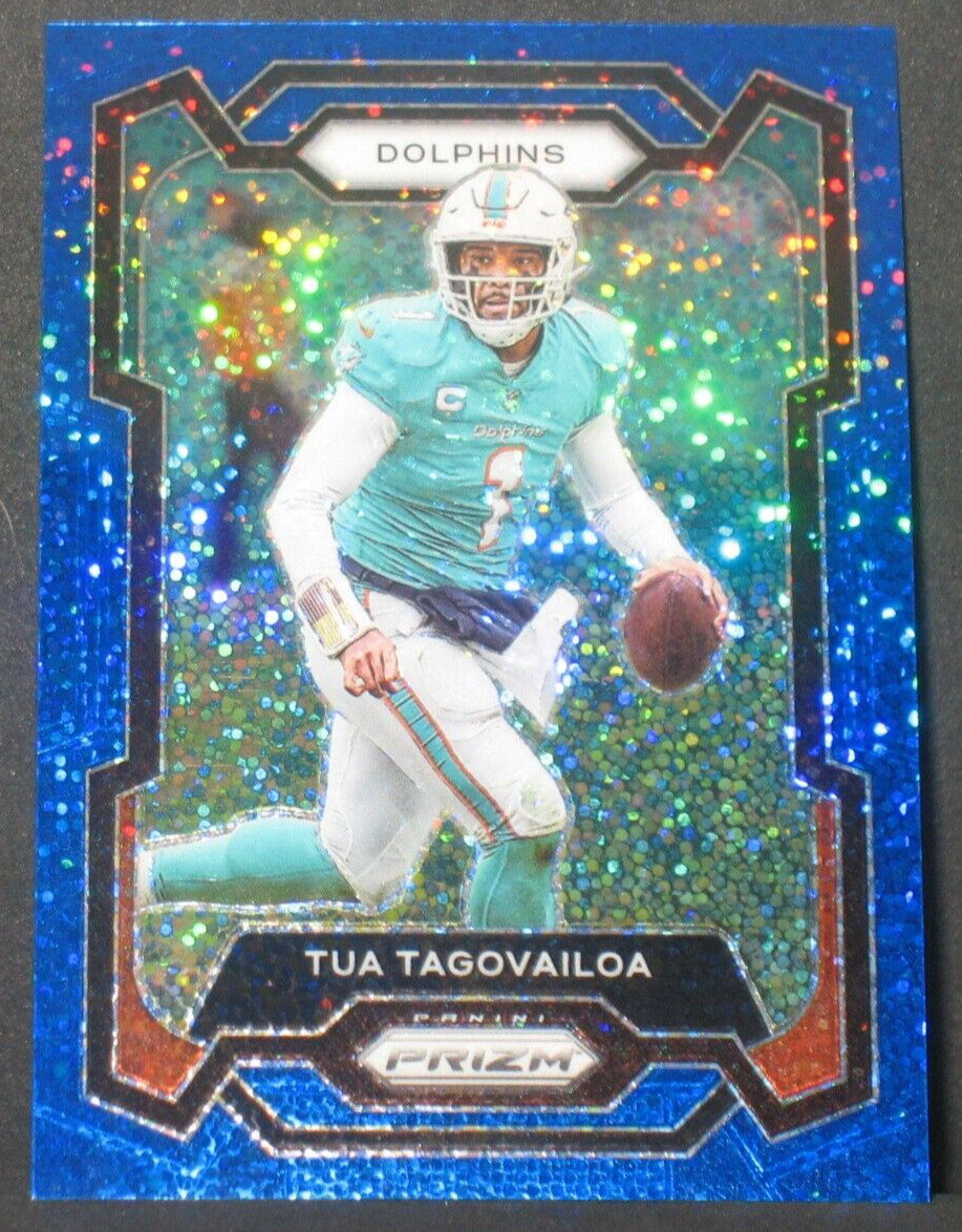 Tua Tagovailoa 2023 Panini Prizm Blue Sparkle Parallel 190 (60/96) Miami Dolphin