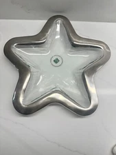 ANNIE GLASS PLATINUM STAR 11" HOME DECOR SERVING BOWL TRAY NEW WITH STICKER