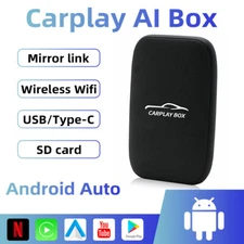 Wireless Carplay AI box Android Auto Adapter Converter w/Netflix YouTube WIFI