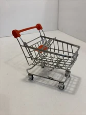 vtg metal toy shopping cart with rolling wheels for 12” doll