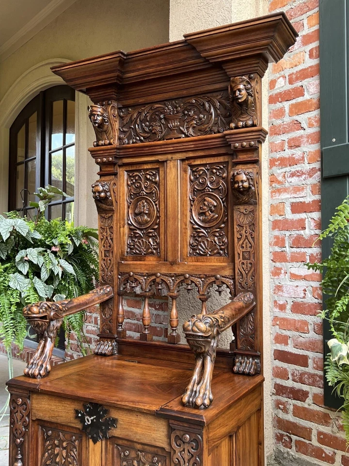 Антикварная французская резная скамья для зала из грецкого ореха бретонская Brittany Pew эпохи Возрождения 19 в. - Изображение 4 из 4