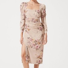 ASTR the Label Long Sleeve Ruched Floral Midi Dress NWT Women Dress Size Small