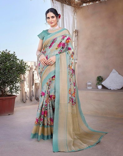 Women's Art Silk Saree Printed Saree With Unstitched Blouse Material - Picture 27 of 96