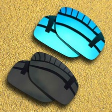 2 Pairs Lenses Replacement for-Oakley Valve OO9236 Polarized-Black Ice Blue