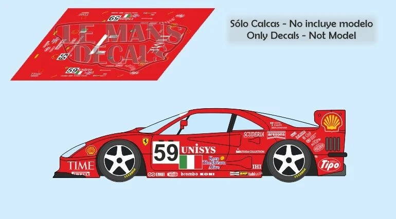 AUTOCOLLANTS LE MANS Autocollants Ferrari F40 Le Mans 1996 59 1:32 1:24 1:43 1:18 F 40 fentes calques