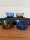 Pyrex Custard Cups in Cobalt Blue and Amber Good Used Condition