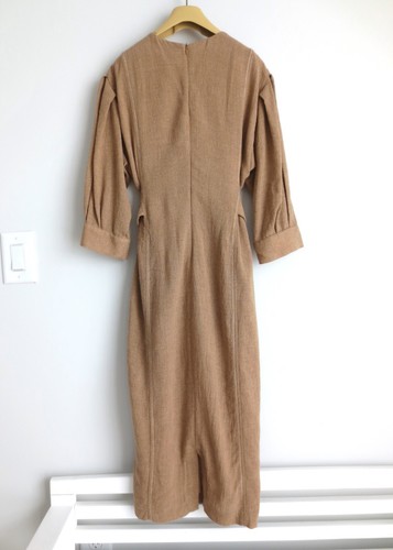 NUEVO SIN ETIQUETAS VESTIDO MANGO MUJER MIDI CAMEL MARRÓN Talla 4(S) - Imagen 6 de 7