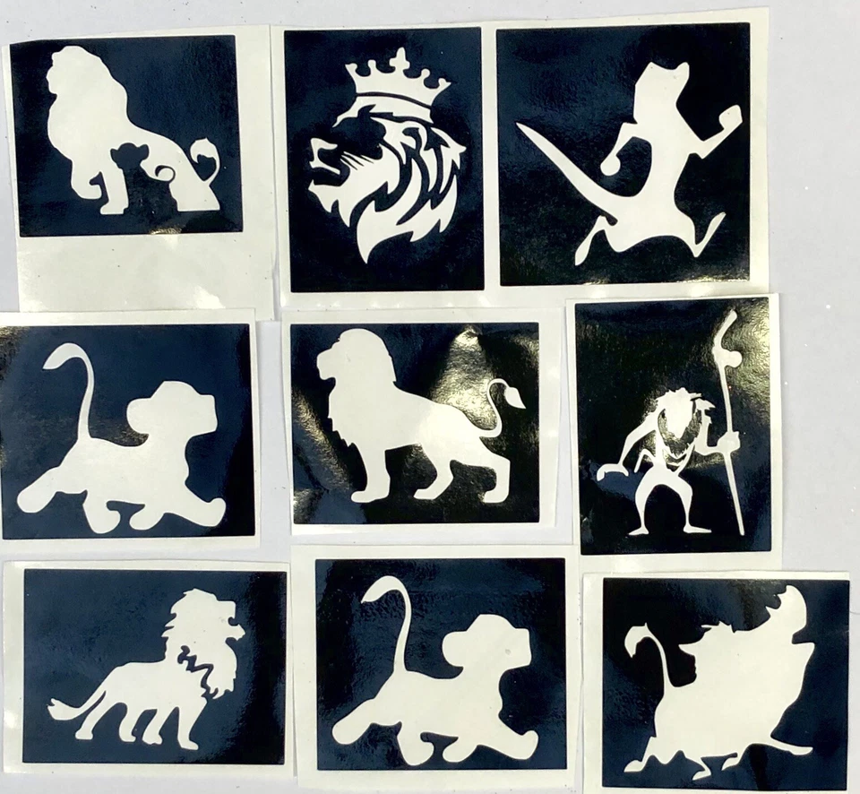 Lion King stencils 3part Top Up Your Glitter Tattoo Kit Facepainting Airbrush