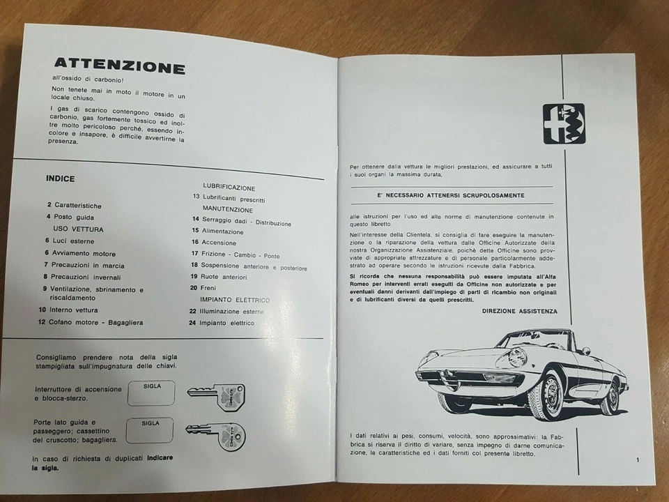 Uso e manutenzione Alfa Romeo 2000 Spider Veloce Owner's manual - Immagine 2 di 3