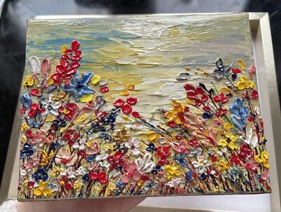 abstraktes florales Original Ölgemälde/Unikat 3D Original Kunst/Landschaft floral/