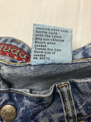 Vintage Mudd Denim Jeans Womens Size 3 28 x 31 Suede Snap Flare Legs Distressed - Picture 15 of 17