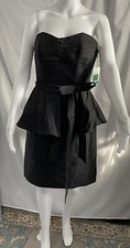 Angelina Faccenda Size 10 Strapless Black Party Cocktail Prom Dress Peplum Short