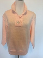 Womens Vintage Sweater S Mademoiselle Knitwear Pale Pink w/ Collar USA Made