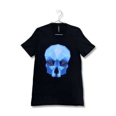 NeIL Barrett SLIM FIT Men's  Skull V neck Short Sleeve T-Shirts Black  size M