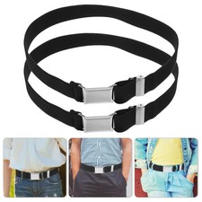 2Pcs Kids Stretchy Belt Adjustable Elastic Waistband Black Durable Polyester