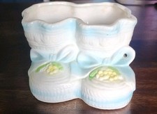 Baby Boy Booties Ceramic Planter  1978  Adorable For New Mom Plant Or Flowers