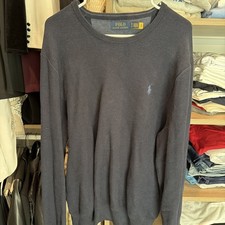 Polo Ralph Lauren Sweater Mens XL Navy Blue Crew Neck 100 Pima Cotton