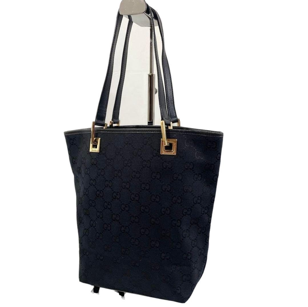 Excellent Condition   GUCCI Mini Tote Bag GG Canvas Shoulder Black From Japan
