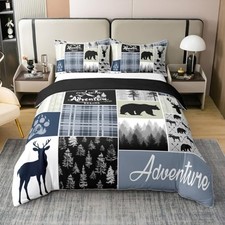Rustic Deer Bear 100 Cotton Duvet Cover Queen Queen No Comforter Blue Black