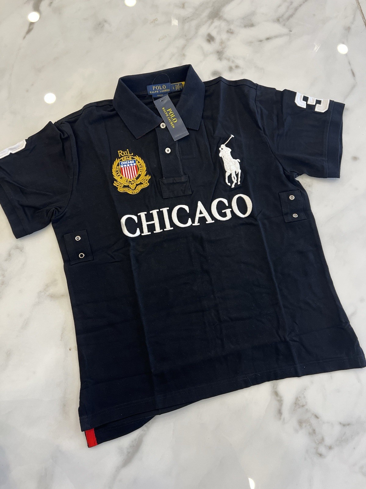 Polo Ralph Lauren Polo T-Shirt Chicago USA #3 Big Pony Luxury PRL Chief Keef