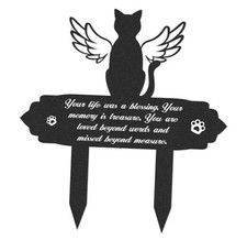 Grave Markers for Cemetery for Cat, Weatherproof Metal Pet Memorial Stake,