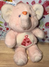 Vintage 1984 Kenner Care Bears Cousin Lotsa Heart Elephant Plush Pink Carebears