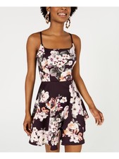 TRIXXI Womens Purple Spaghetti Strap Mini A-Line Evening Dress 5