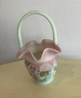 Fenton Lotus Mist Burmese Open Heart Arches Basket 100th Anniversary Signed