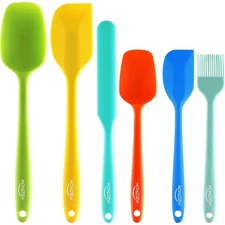 Heat Resistant Silicone Spatula Set 6 Piece Non Stick Baking Cooking Utensils