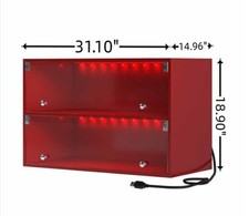 Armario de almacenamiento de zapatos con puerta de vidrio rojo para zapatillas con luz LED