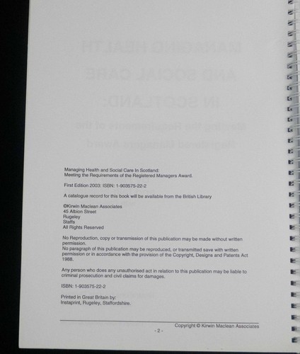 Buch 1903575222 Verwaltung von Gesundheits- und Sozialfürsorge in Schottland 1. Auflage sehr guter Zustand - Bild 4 von 13