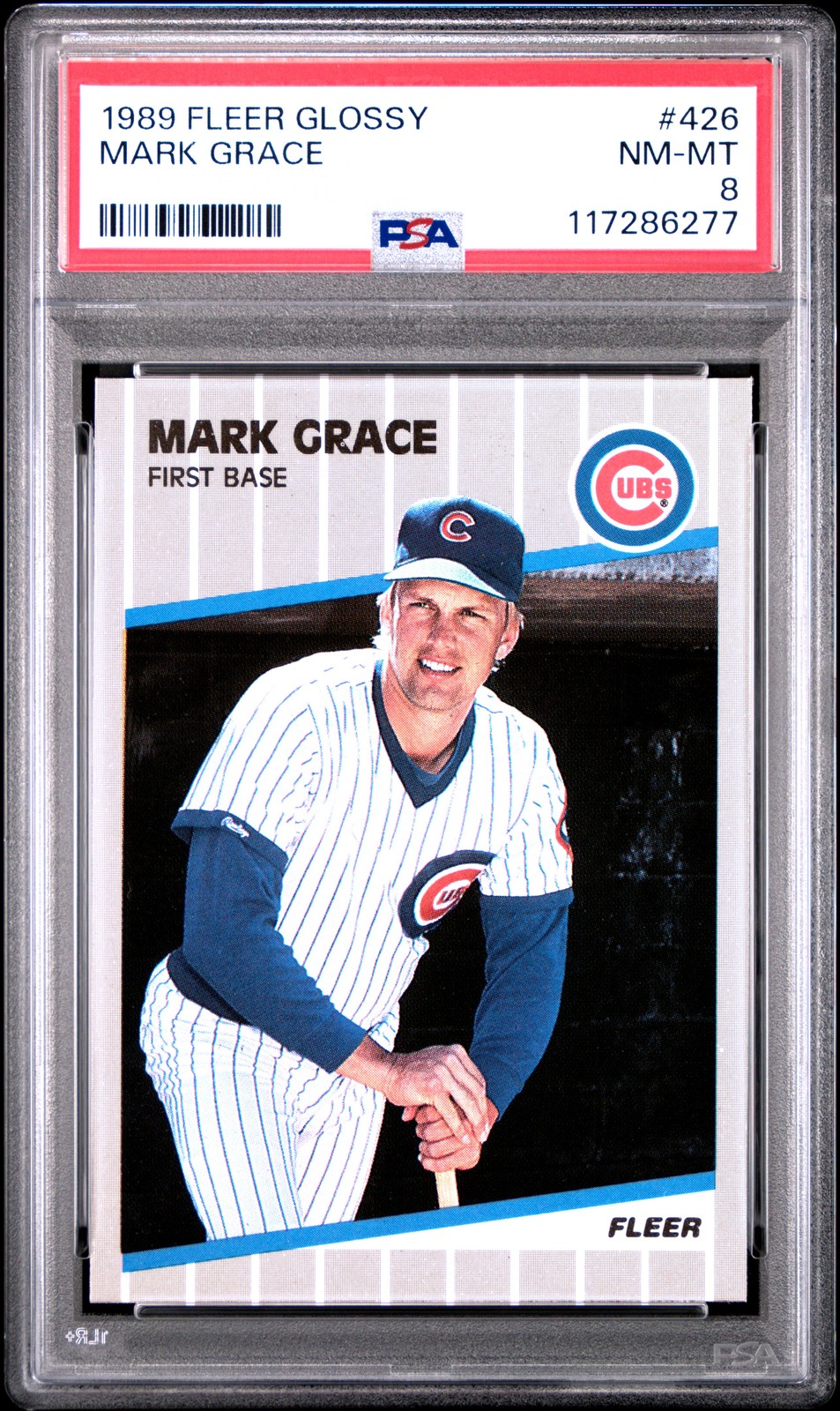 1989 FLEER GLOSSY #426 MARK GRACE PSA 8