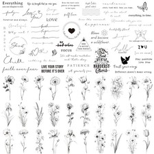 Realistic Temporary Tattoos 60 Sheet Small Fake Meaningful Scripts Words Tattoos