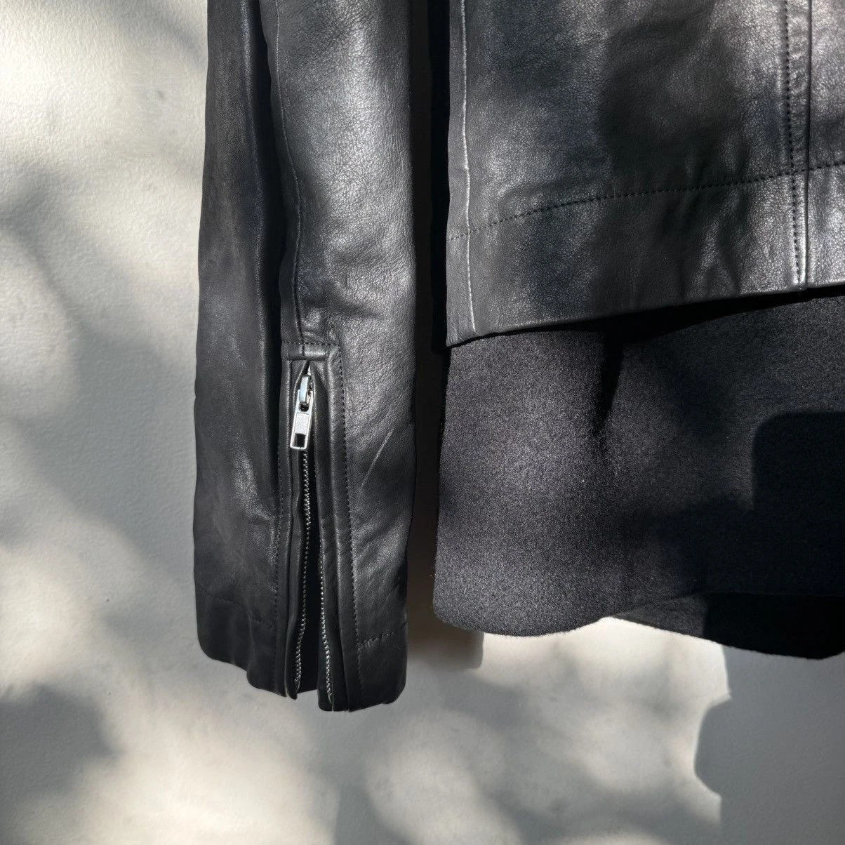 Rick Owens Stooges Leather Biker Jacket Cashmere Lining Black Sz IT 50 Italy - product detail image 13