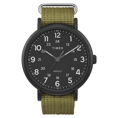 Timex Men's Weekender XL 43mm Watch   Black Case Dial with Olive/Black 