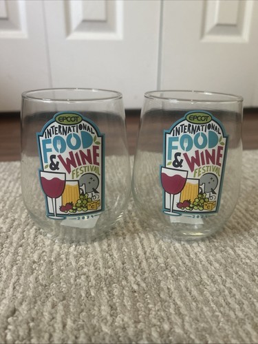 2024 Epcot International Food & Wine Festival Stemless Glasses Pack Of 2
