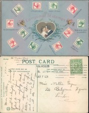 Language of stamps with romantic imagery B Neuman 1924 postmark Stamp Romance