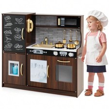 New Lifezeal Kids Pretend Play Kitchen Wooden Toddler Playset Blackboard
