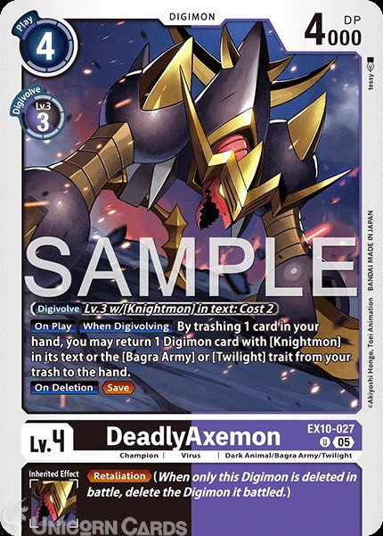 EX10-027 DeadlyAxemon : Uncommon Digimon Card : EX10: Sinister Order