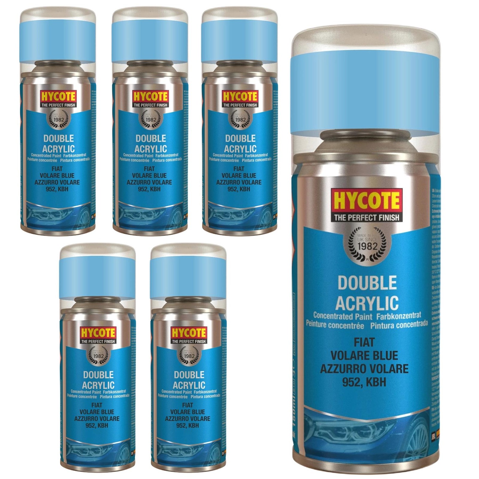 Hycote Colour Spray Paint XDFT726 Fiat Volare Blue 150ml x6