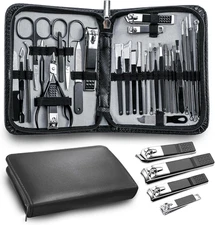 Manicure Kit Personal Care Mens Grooming Kit, 30 in 1 Professional Nails Kit Ped