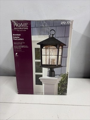 Brimfield 18 in. Aged Iron 3-Light Outdoor Post Lamp w/ Clear Seedy Glass - New
