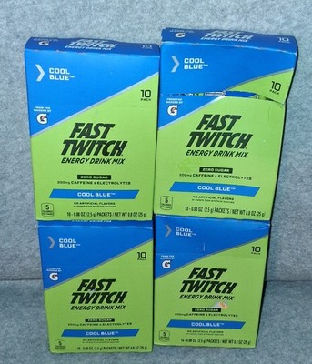 Gatorade 4 Boxes FAST TWITCH Powder Sticks ~ COOL BLUE Caffeine 2026 READ