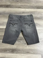 Buffalo Black/Grey Embroidered Y2K Jeans Shorts Jorts Skater Streetwear - Men 38