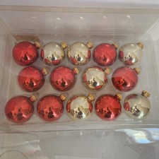 Burgundy Red Gold Christmas Ball Ornaments boxed 2.64" Set 28 Matte Shiny