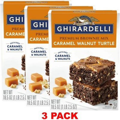 Ghirardelli Premium Brownie Mix CARAMEL WALNUT TURTLE Chocolate 18.50oz - 3 PACK