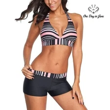 Zando Athletic V Neck Push Up Bikini with Boyshort Size XXL